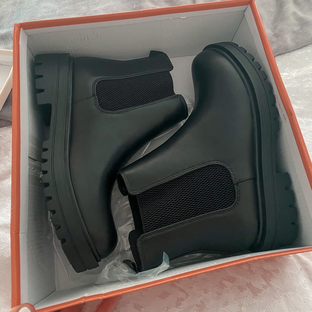 black combat boots